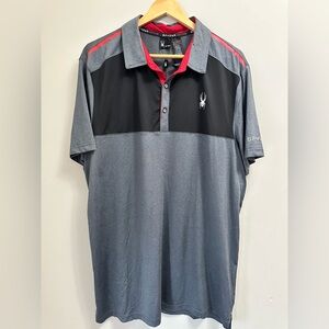 Spyder Men's Polo Shirt in Gray, Black, and Red